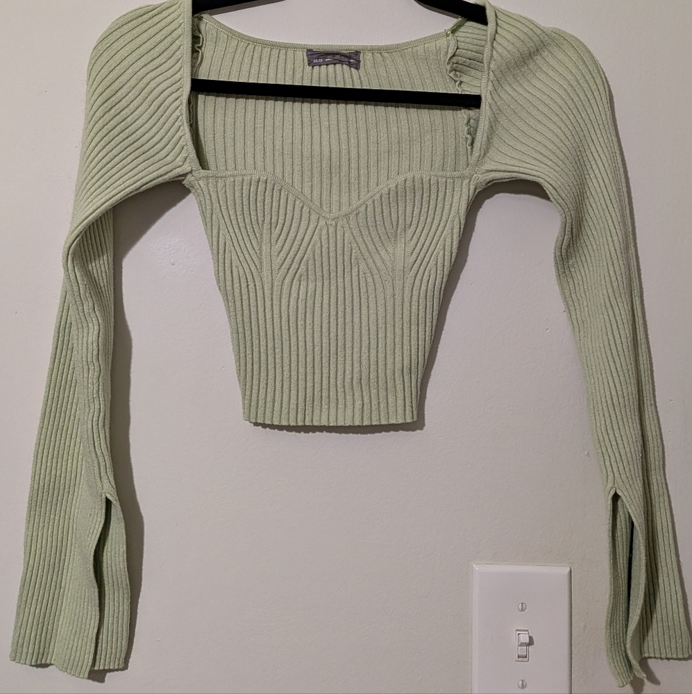 Urban Outfitters Light Green Ribbed Crop Top